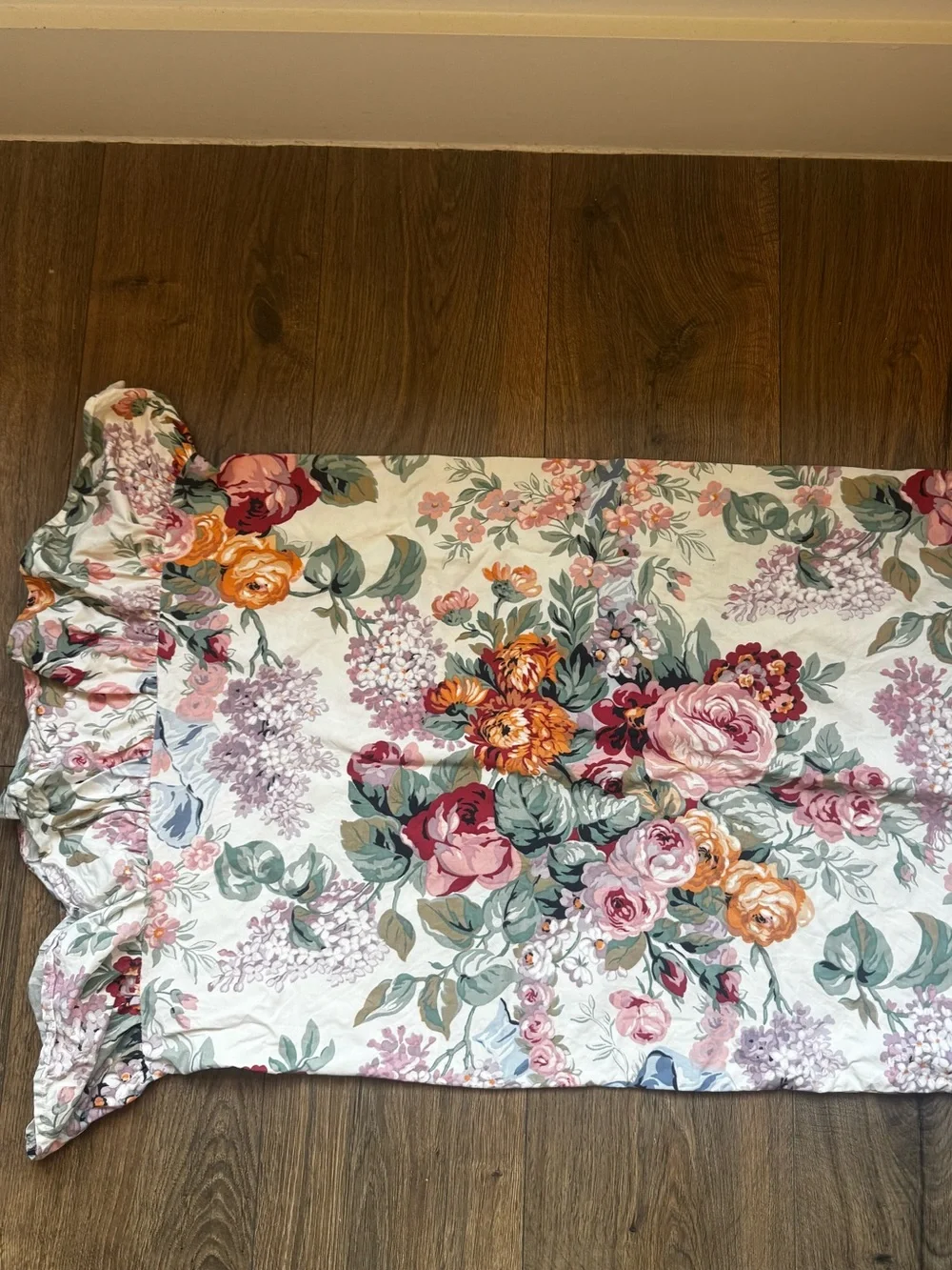 Two Ralph Lauren Vintage Floral Pillowcase Ruffle 1990s